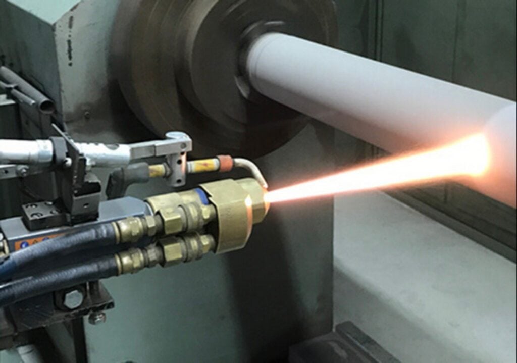 HVOF thermal spray operation overspray reclaim